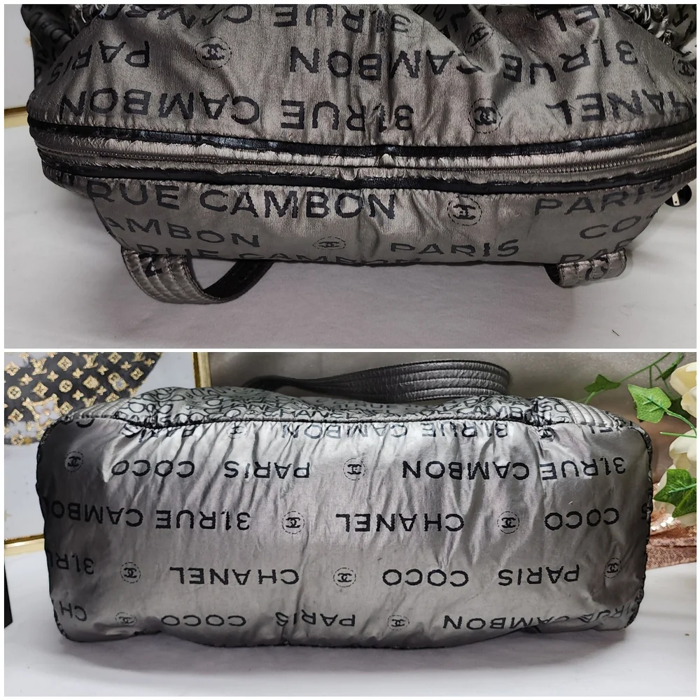Authentic CHANEL Silver Rue de Cambon Unlimited Bag Travel Bundle